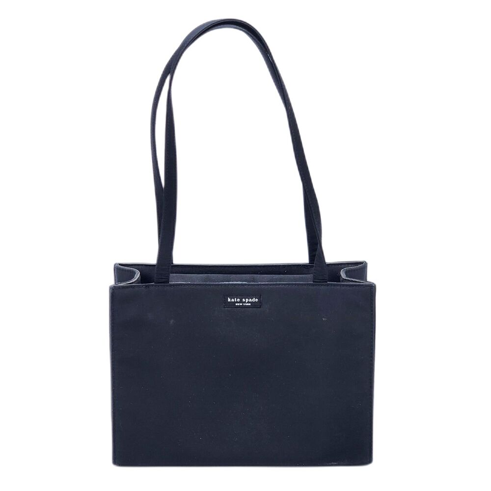 Kate Spade Y2K 90s Structured Tote Shoulder Bag Long Straps Black
